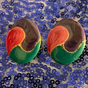 Color Block Enamel Earrings